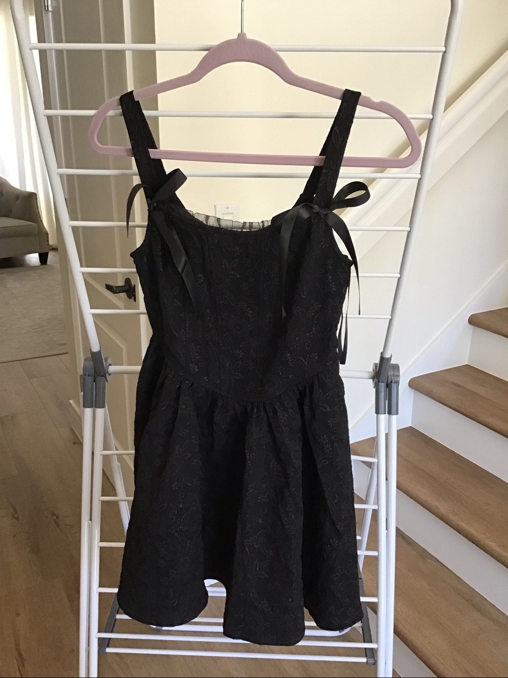 Trixxi Black Floral Jacquard Corset Seam Babydoll Mini Dress 
NWT Junior Sz XS